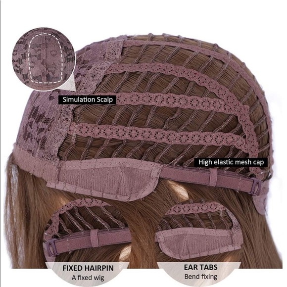 NWT Ash Blonde Wig Bangs Ombre Long Brown 26 Inch - Picture 7 of 7